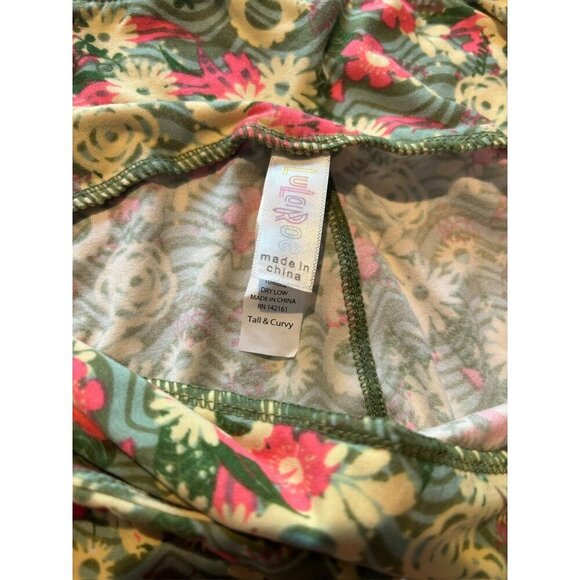 LuLaRoe Women's Green Floral Tights - Picture 4 of 8